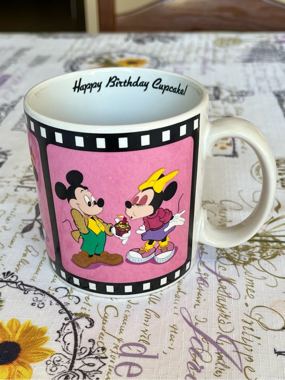 Vintage 1988 Applause Walt Disney Mickey & Minnie 'Happy Birthday Cupcake' Mug